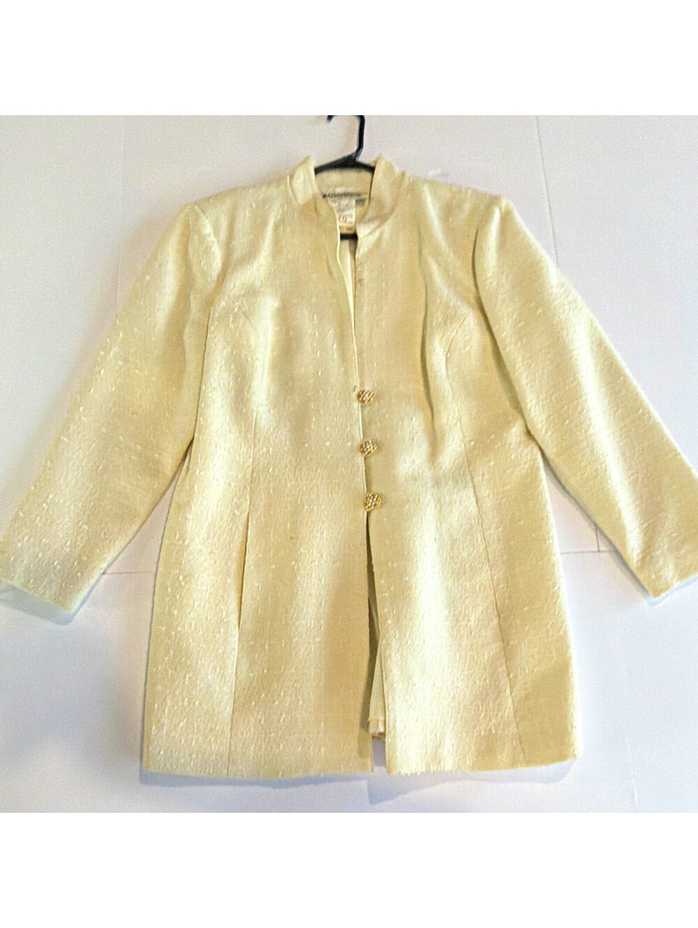 Appleseeds Women’s Petite Ivory Beaded Button-Front Lined Jacket 12P 6272P